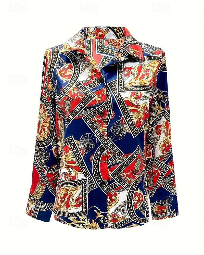 Γυναικεία Πουκάμισο Κομψή Σατέν Μπλούζα Μπλούζα Σουρωτά Κουρελού Κουμπιά Σκέτο Κομψό Βίντατζ κυρίες Μακρυμάνικο Κολάρο Πουκαμίσου Κανονικά μπλουζάκια Καθημερινά Δουλειά Αργίες Θαλασσί Καλοκαίρι Άνοιξη 2026 - $26.99 –P4