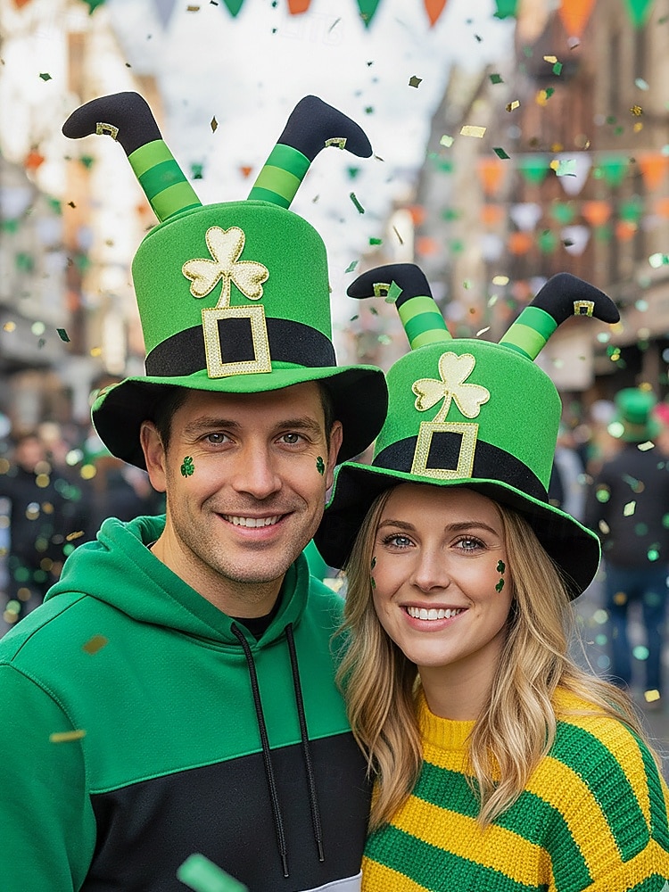 Chapeau de lutin vert pour homme, en polyester avec trèfle doré, idéal pour la Saint-Patrick et le carnaval, accessoire amusant et festif de 2026 ? $19.99 –P1