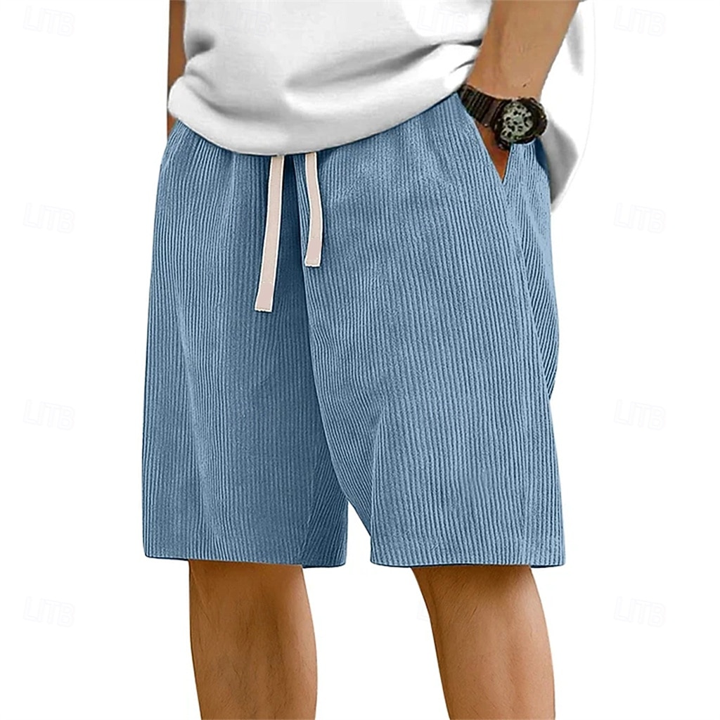 Per uomo Pantaloncini Estivi Shorts da Spiaggia Pantaloncini casual Pantaloncini di velluto a coste Coulisse Elastico in vita Tinta unica Comodità Lunghezza al ginocchio Quotidiano All'aperto del 2026 a $17.99 –P7
