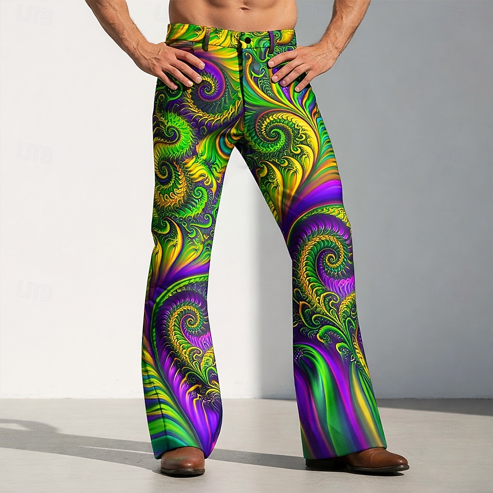 Martedì grasso Per uomo Paisley Carnevale Maschera con piume Pantaloni Pantaloni da discoteca Pantaloni a zampa d'elefante anni '60 e '70 Misura del girovita medio Vintage Retrò Feste Ferie Tasche del 2026 a $31.99 –P1