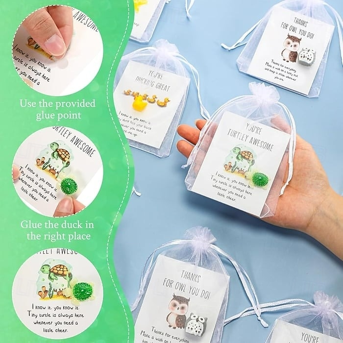 20 kusů velikonočních dárků pro spolupracovníky s poděkováním zaměstnancům, vtipné velikonoční plněné vajíčky, pryskyřičné figurky zvířat s inspirativními poznámkami, dárky pro zdravotní sestry pro tým. 2026 - $16.99 –P3