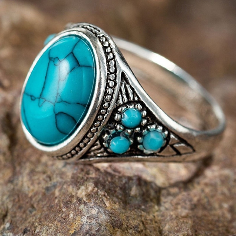 1ks Prsten For Dámské Tyrkysová Modrá Denní Dar Dovolená Kámen 2026 - $11.49 –P2