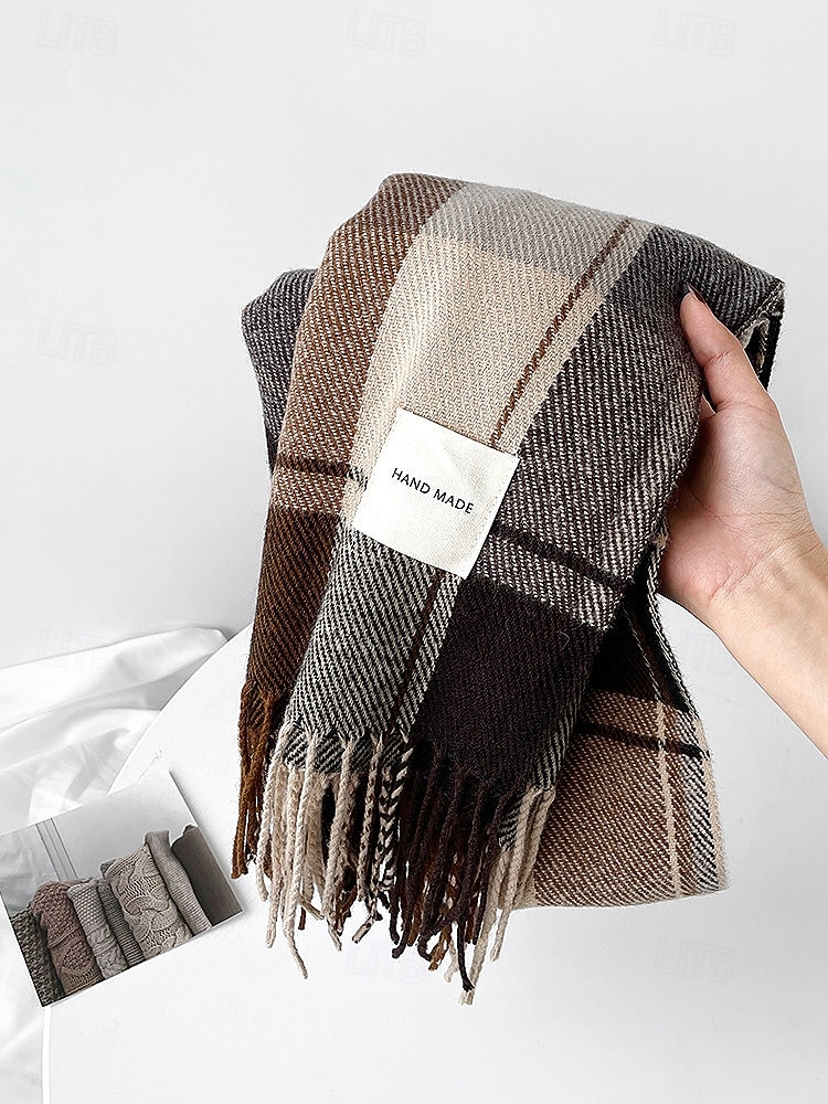 Miesten villajäljitelmäpolyesterihuivi, ruudullinen kuvio, useita värejä, täydellinen lahjaksi 2026 - $14.99 –P7