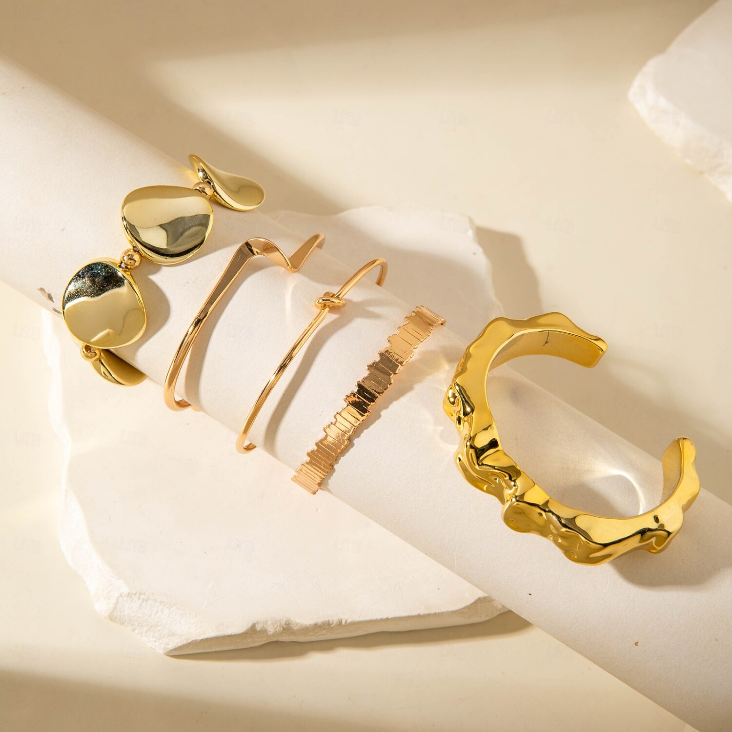 Samba Kiegészítők Boho Arany Színű Rétegezhető Karkötők - Műgyöngyök Széles Karperecek és Geometrikus Charm Bangle Nőknek Előadás Jelmez 2026 - $9.49 –P8