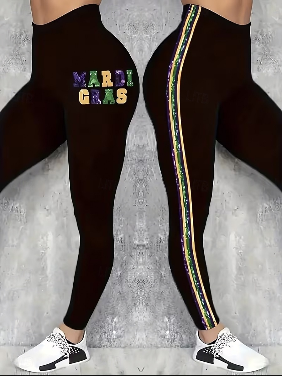 Karneval Damen Leggings Aktive Urlaub Mode Vollständig Hohe Taille Hosen Grafik Geometrischer Druck Hohe Schnitt Komfort Outdoor Bequem Dehnbar Festival Schwarz Grün Sommer Frühling Slim Fit 2026 - $21.99 –P4