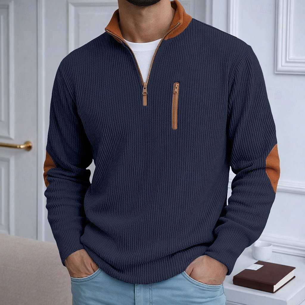 Da uomo Camicia di Velluto a Coste Maglietta Camicia a Maniche Lunghe Manica Lunga Con cerniera Autunno Inverno Autunno & Inverno Blocco di colori Quotidiano Testurizzato Casual Con zip Oversize Ampio del 2026 a $25.99 –P9