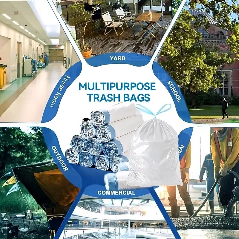 300 kpl erittäin paksuja kiristysnyörillä varustettuja roskapusseja, repeämättömät, hajuja estävät roskapussit, 4–15 gallonan (15–60 l) vakiokoko kotiin, toimistoon ja lemmikkien jätöksiin 2026 - $25.99 –P2