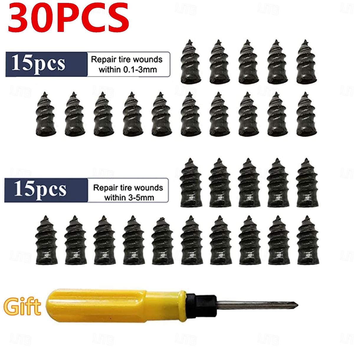 30Pcs Car Motorcycle Vacuum Tyre Repair Nails Truck Scooter Bike Tire Puncture Repair Tubeless Tools Rubber Metal Accessories  (15L&15S) 2026 - $12.99 –P8