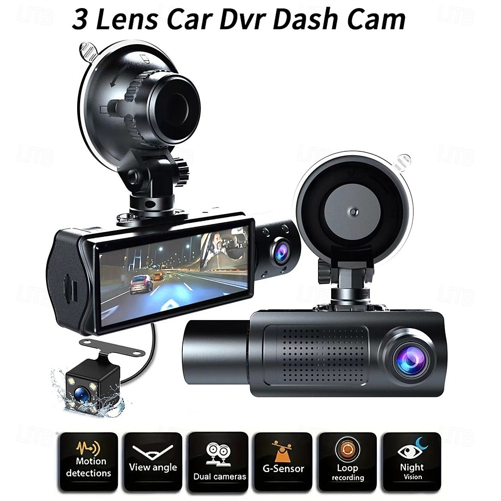 3.16-Inch High-Definition 1080P Screen Driving Recorder Three-Lens Car DVR With Reversing Image Loop Recording Motion Detection 2026 - $58.99 –P3