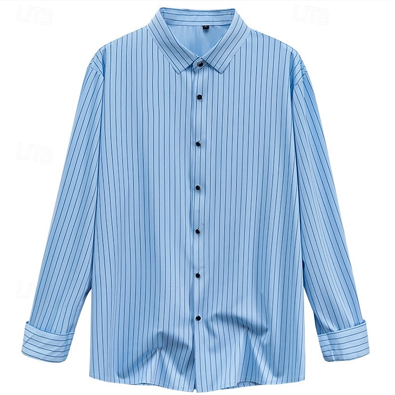 Hombre Camisa Camisa para Vestido Abotonar la camisa A Rayas Diario Negocio Bleu Ciel Negro Blanco Rojo Manga Larga Cuello Vuelto Todas las Temporadas Ropa Retazos 2026 - $26.99 –P9