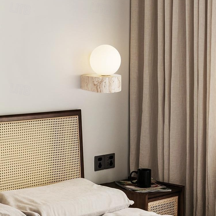 natúr sárga travertin kőből készült falikar japán stílusú wabi sabi beltéri fali lámpa konyhába, hálószobába, nappaliba, fésülködőasztalhoz, g9 üveg fali lámpa 2026 - $127.99 –P3