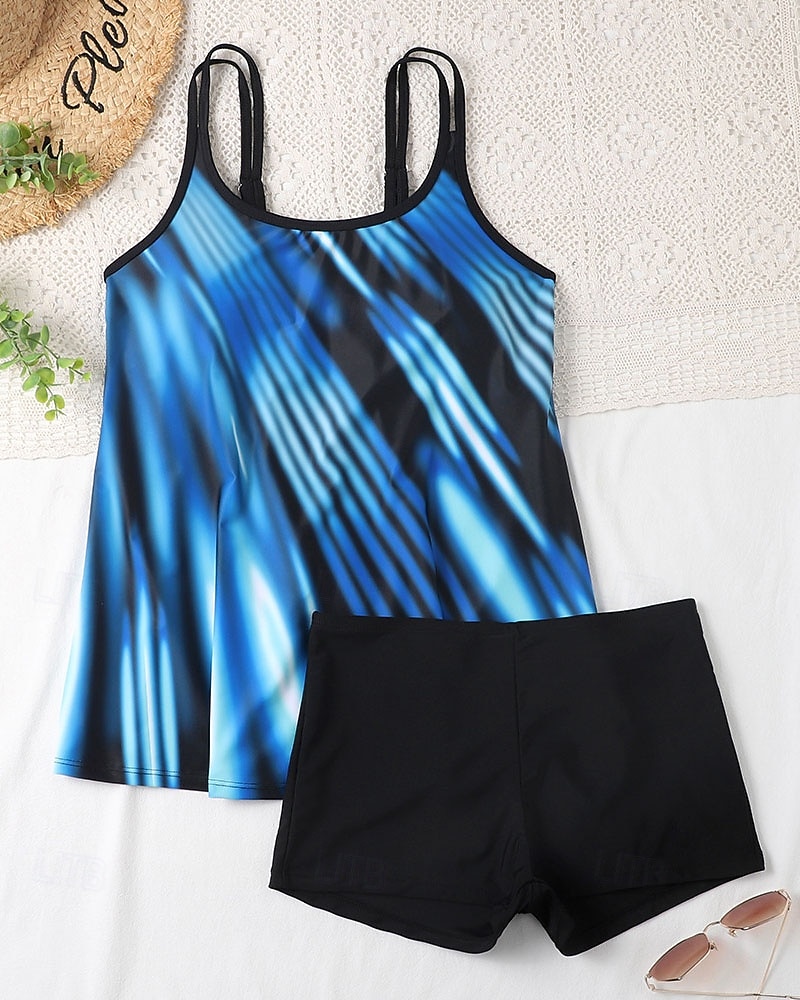 Dame Badedrakt Bikinikjole 2 deler Trykket Ultralett (UL) Elastisk Ermeløs Badetøy Surfing Snorkling Sommer 2026 - $20.99 –P10