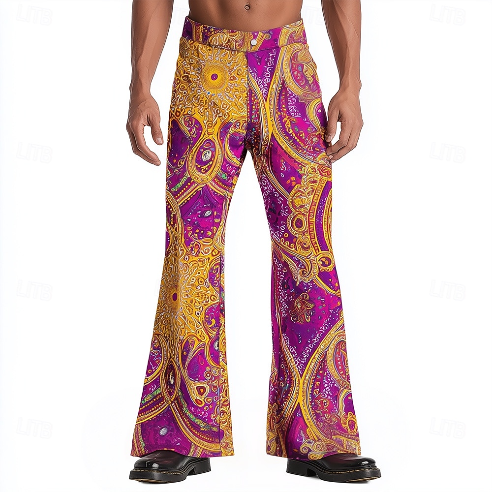 Martedì grasso Per uomo Paisley Stampa Floreale Carnevale Pantaloni Pantaloni da discoteca Pantaloni a zampa d'elefante anni '60 e '70 Misura del girovita medio Vintage Retrò Feste Ferie Tasche del 2026 a $29.99 –P2