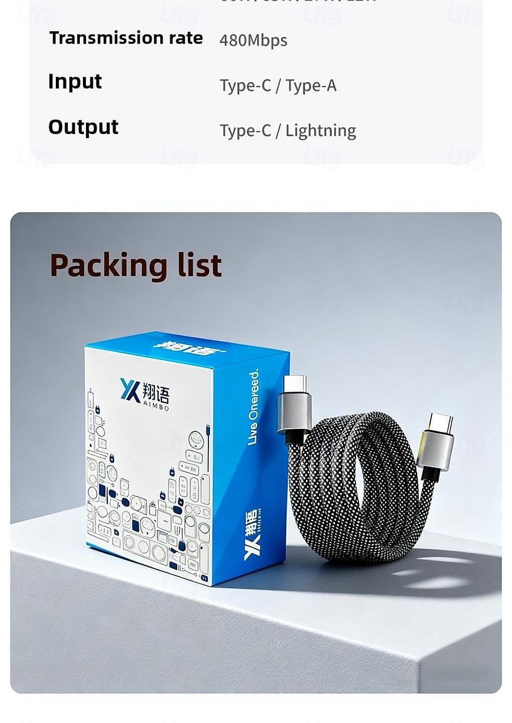 1 упаковка USB-кабель типа C 66 Вт 3,3 фута USB-A к USB-C USB-C на USB-C USB C к молнии 2.5 A Быстрая зарядка Прочный Магнитный Легко носить с собой Назначение iPhone Аксессуар для мобильных телефонов 2026 - $12.99 –P10