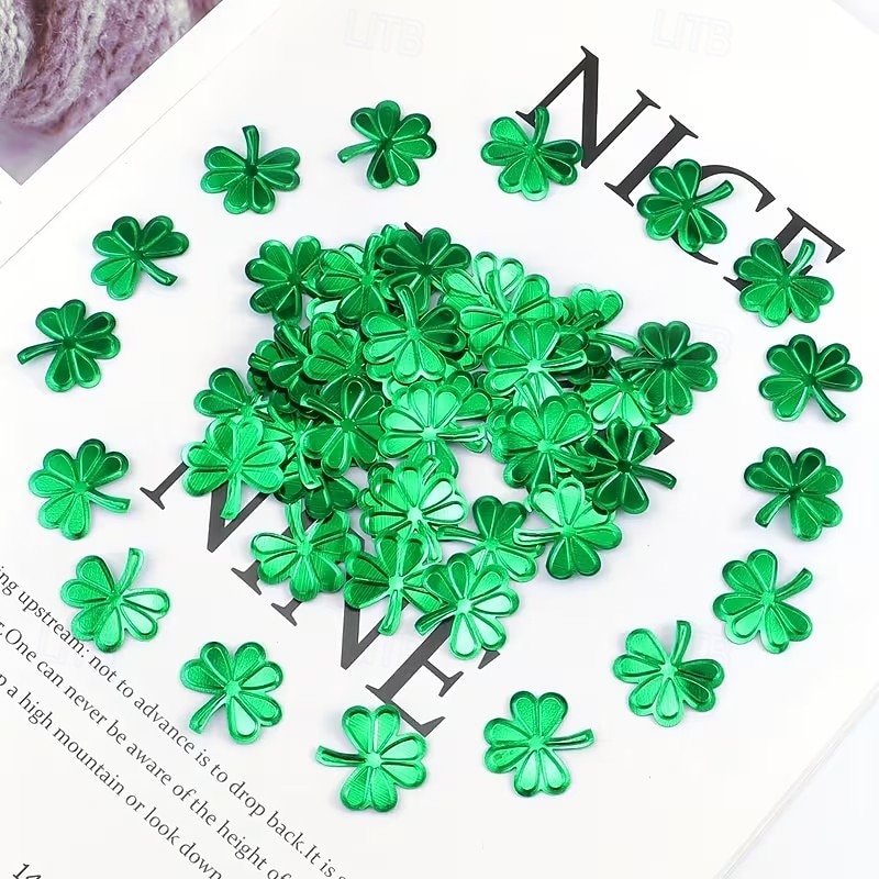 2026年 150個 聖パトリックの日のシャムロック紙吹雪デコレーション、グリーンメタリックホイルシャムロックテーブル紙吹雪グリッターラッキークローバーシャムロックスパンコール、聖パトリックの日のパーティーホームデコレーション用、100g  コレクション – $9.99 –P8