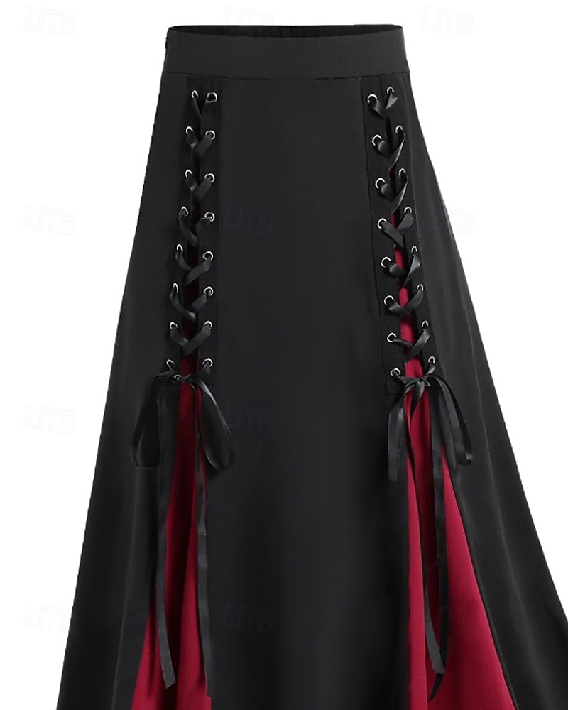 Mujer Casual Maxi Tiro Medio Faldas Bloque de color Retazos Rígido Calle Noche Negro Verano 2026 - $37.99 –P3