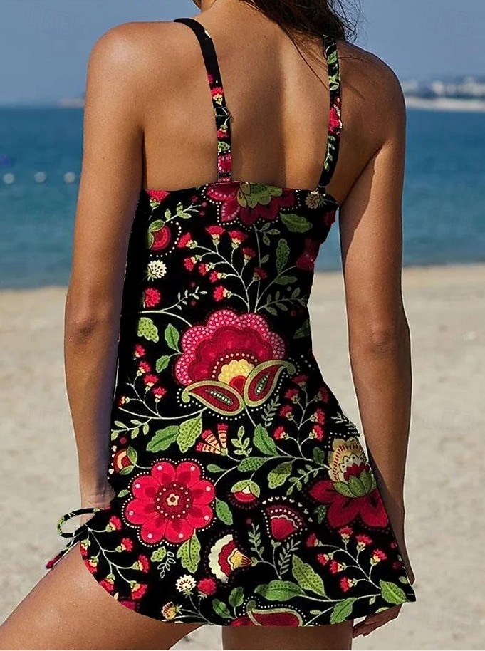 Γυναικεία Μαγιό τανκίνι Φούστα Μαγιό Κομψό Διακοπές Φλοράλ Γραφική Λαιμόκοψη V Αμάνικο Μαγιό 2026 - $36.99 –P2