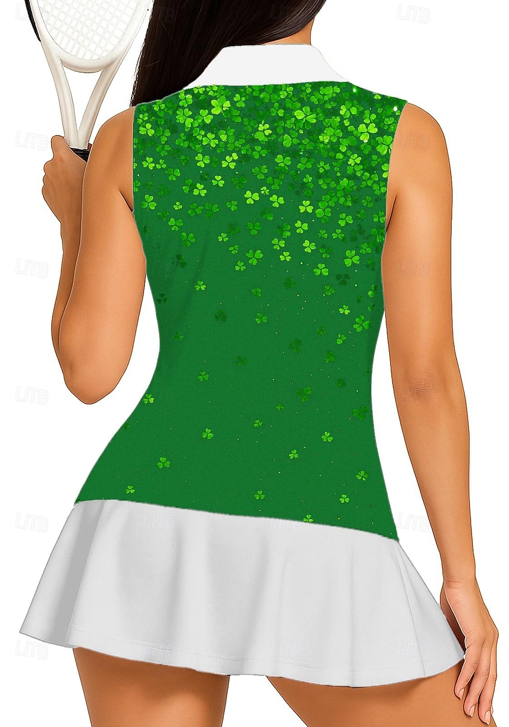Sint Patrick Dames Flora Clover Sportshirt Wandelen poloshirt Tanktop Tennisshirt Mouwloos Bloemig Knop UPF50+ UV-bestendig Hoge Elasticiteit Vochtregelerend Ademend Volleybal Tennis Golf Kraag 2026 - $18.99 –P6