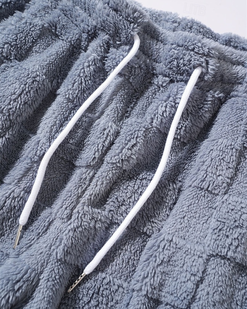 Men's Shorts Casual Shorts Pocket Elastic Waist Fleece Plain Warm Breathable Knee Length Outdoor Vacation Daily Wear Vacation Fashion Black Gray Micro-elastic 2026 - $18.99 –P6