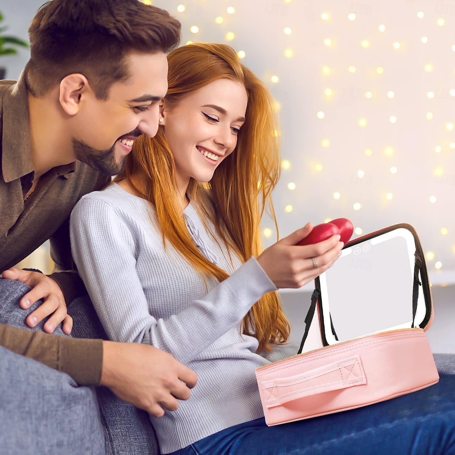 Reisesminkeveske med LED-lys sminkeetui med speil kosmetikkboks organizer sminkeetui for kvinner skjønnhetsverktøy tilbehør etui oppladbart 2026 - $52.99 –P2