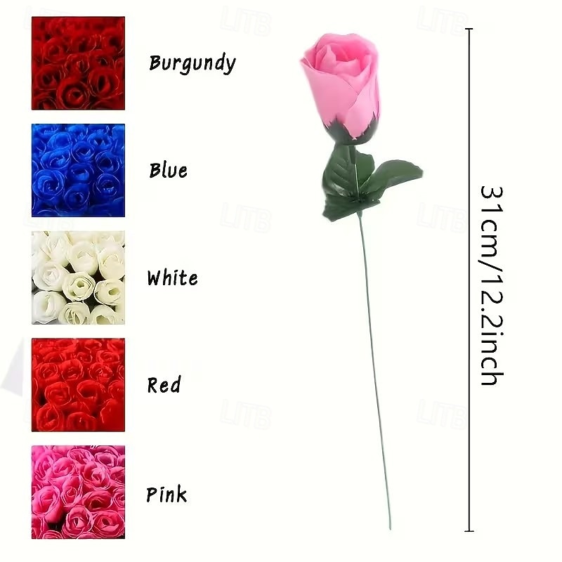 50 mazzi di rose artificiali, rose finte in tessuto per San Valentino, romantiche composizioni floreali finte per l'arredamento del soggiorno, forniture per matrimoni del 2026 a $20.99 –P2