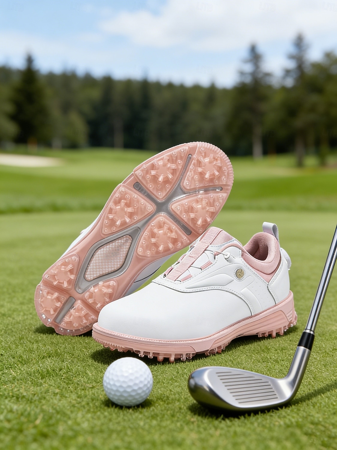 Women's Golf Shoes - White & Pink Stylish Athletic Sneakers with Non-Slip Sole, Cute Preppy Style for Female Golfers, Perfect for Golf Courses, Casual Outdoor Activities & Daily Wear 2026 - $89.99 –P2