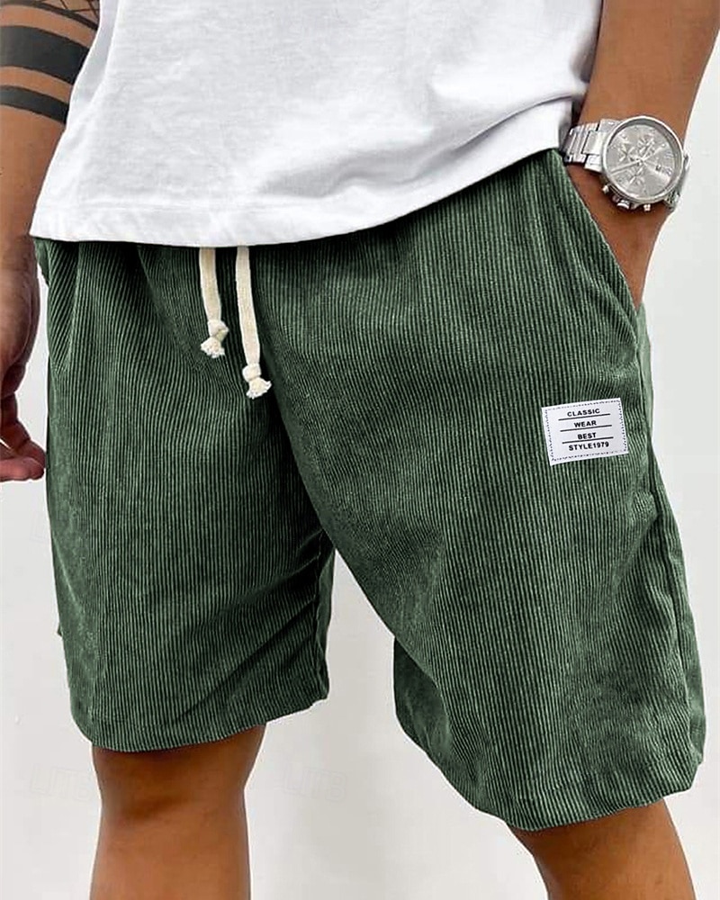 Herren Shorts Freizeitshorts Cordshorts Tasche Elastischer Bund Einfach Komfort Atmungsaktiv Knielang Outdoor Urlaub Alltagskleidung Urlaub Mode Schwarz Weiß Mikroelastisch 2026 - $11.49 –P7