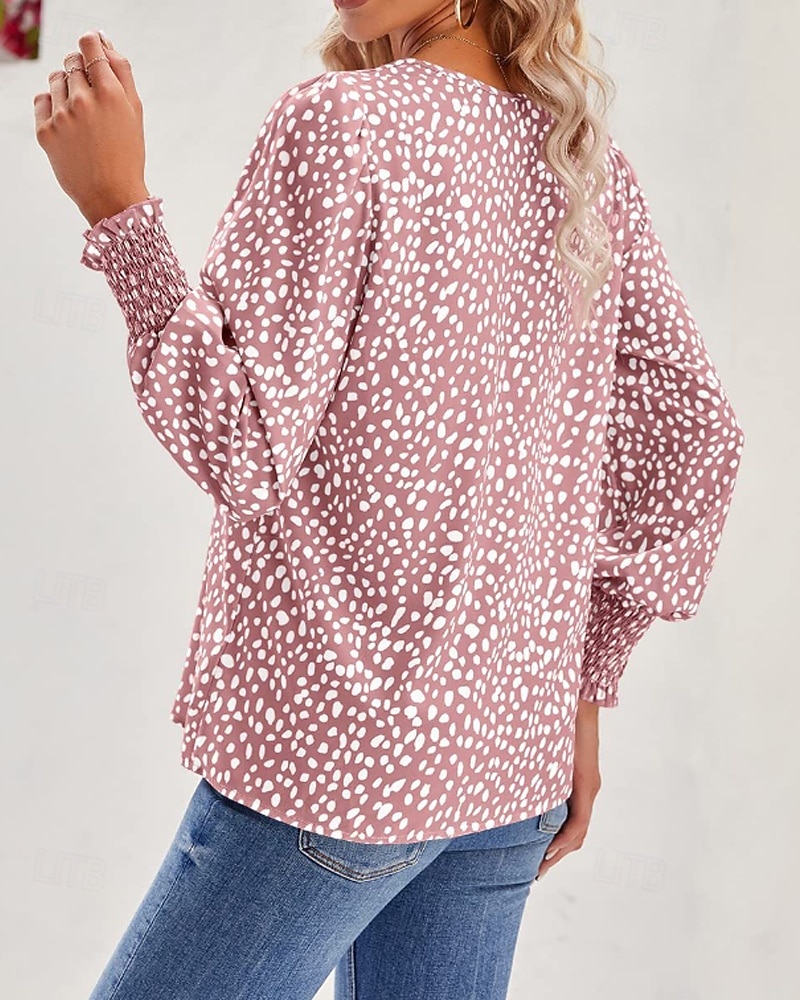 Per donna Maglietta Stampato Floreale Casual Manica Lunga Scollo a V Top Regolari Quotidiano Uscire Weekend Nero Rosa Vino Blu marino Verde Primavera Autunno del 2026 a $26.99 –P8