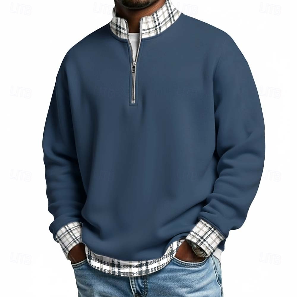 Homens Xadrez Camisas Polo Waffle Camisas Polo com zíper Manga Longa Camisas polo colarinho do vovô Casual Escola Roupa Esportiva Feriado Roupa Diária Impressão 3D Polo com fecho de correr de um de 2026 por $22.99 –P5