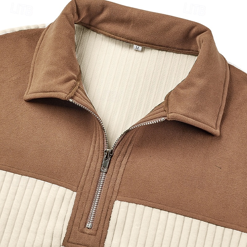 Per uomo Maglia Felpa con cappuccio Felpa con zip corta Maglia a coste Aalbicocca Nero Bianco Verde militare Colletto Mao Semplice Patchwork Testurizzato Casuale Quotidiano Sport & Outdoor Vintage del 2026 a $39.99 –P7