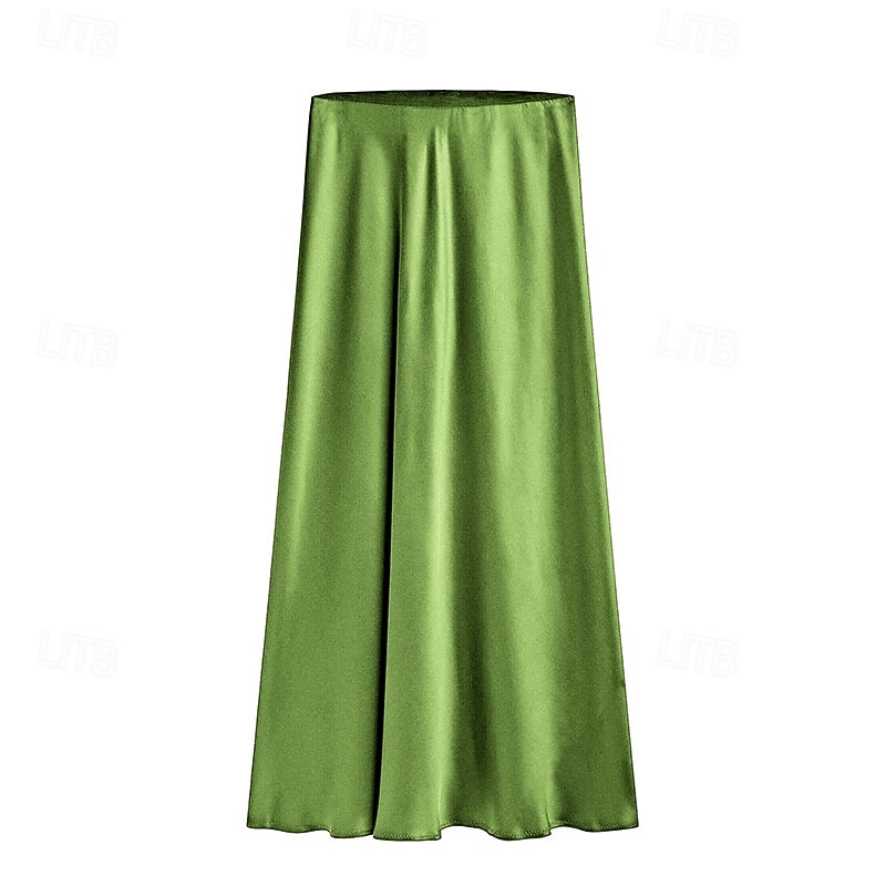 Femmes Élégant Mode Maxi Taille haute Jupes Uni Fendu Micro-Élastique Quotidien Rue Vert pomme Noir Champagne Vert Véronèse Été de 2026 ? $33.99 –P5