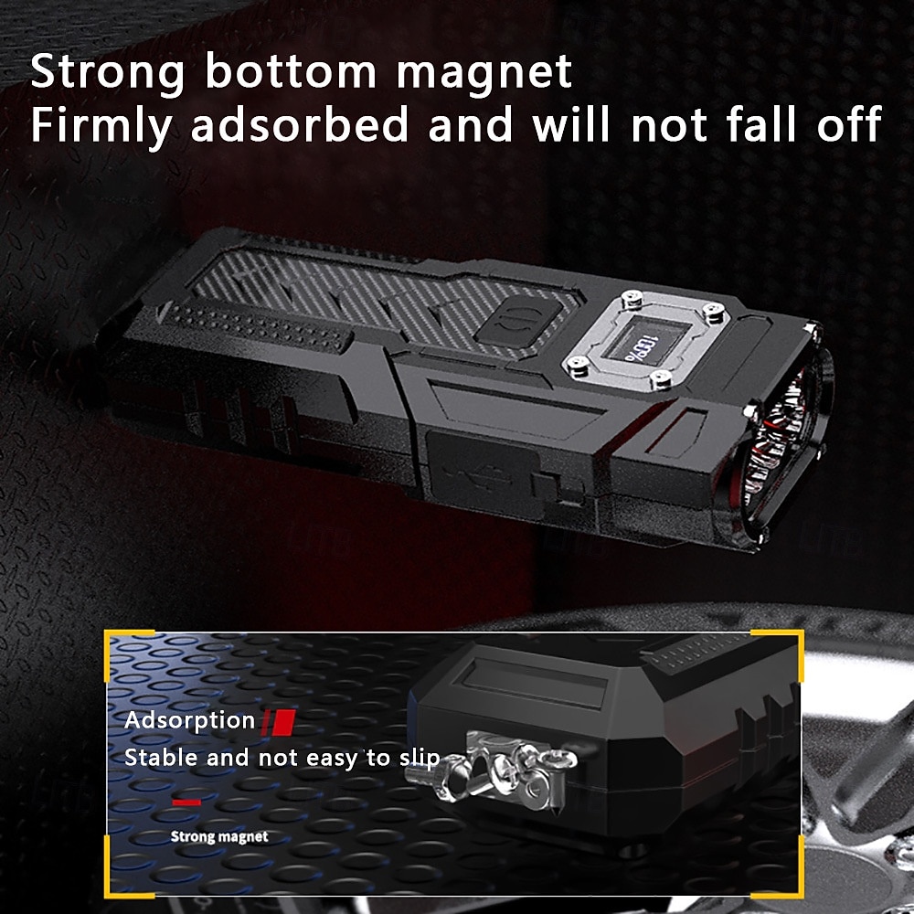 Latarka COB LED o dużej jasności z akumulatorem 1200 mAh, magnetycznym powerbankiem, cyfrowym wyświetlaczem poziomu naładowania baterii, oświetleniem wielotrybowym z klipsem, konstrukcją ABS do 2026 - $17.99 –P5