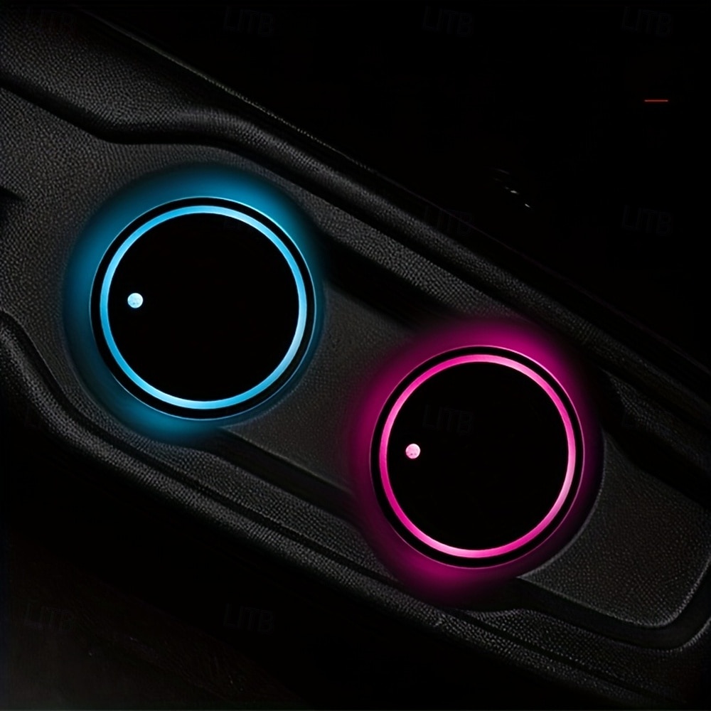 LED neon mugghållare för bil - 7 färger växlande ljusplatta USB-laddningsbar lämplig för hemmafester och lysande dekoration i fordonsinredning. 2026 - $20.99 –P3