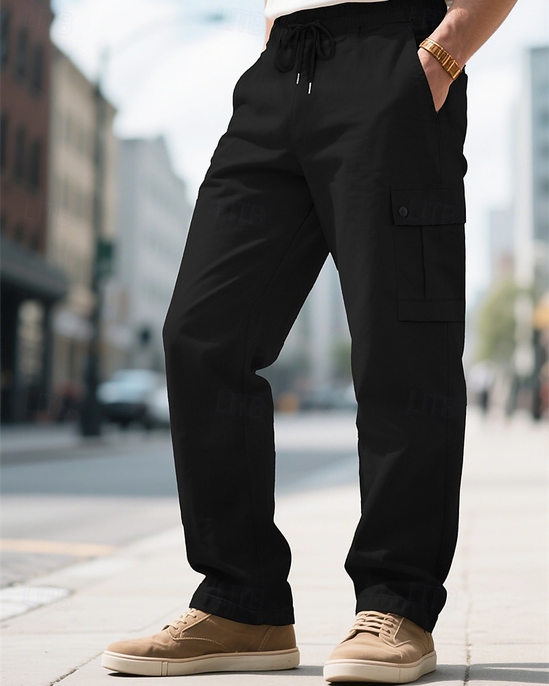 Per uomo Pantaloni Cargo Pantaloni Coulisse Elastico in vita Multi-tasche Tinta unica Antivento Comodità Quotidiano All'aperto Ferie Streetwear Elegante Nero Verde militare del 2026 a $13.49 –P14