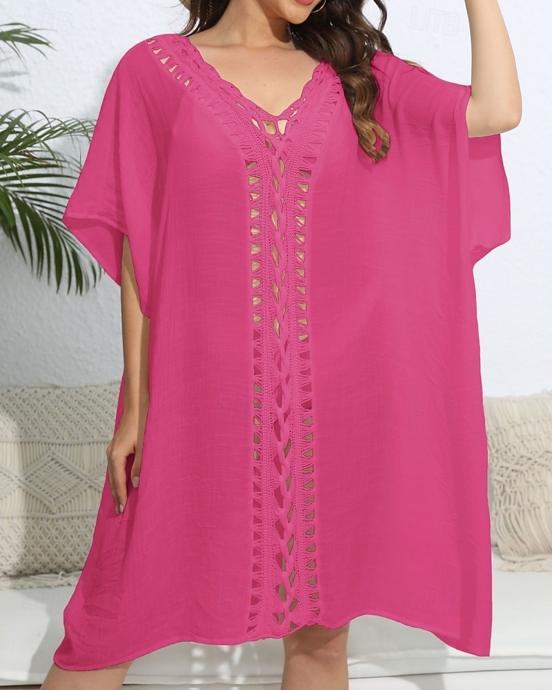 Dámské Plavky Přehozy Šaty do vody Sleva až 30% Plavky Vystřižený prázdniny Oblečení na pláž Pevná barva Do V Krátké rukávy Plavky 2026 - $27.99 –P20