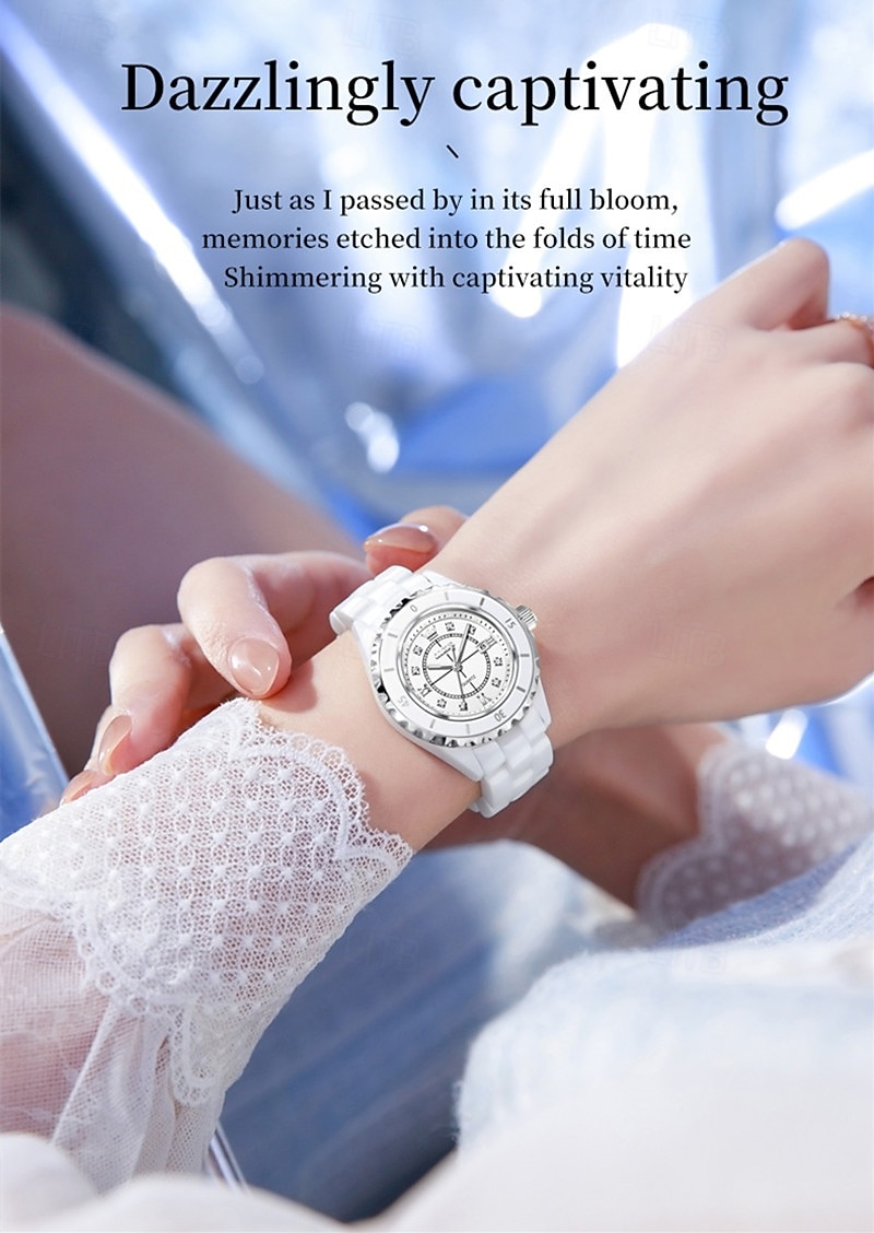 2026年 新しいOlevsの母の日ギフトは、ルミナス針とデジタル表示のホワイトセラミック 韓国版学生用クオーツ時計カジュアル防水腕時計のファッショナブルで高級な時計です  コレクション – $61.99 –P9