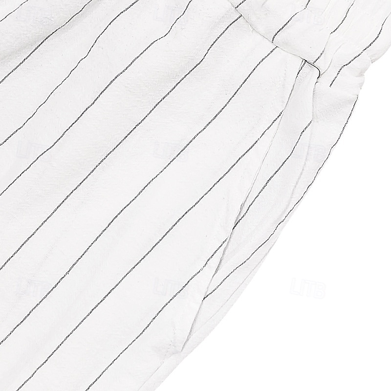 Men's Shorts Linen Shorts Summer Shorts Beach Shorts Drawstring Elastic Waist Striped Comfort Breathable Knee Length Daily Outdoor Holiday Vacation Fashion Black White Inelastic 2026 - $20.99 –P11