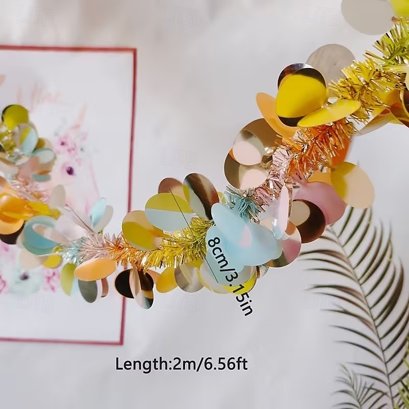 glittergirlander med skinnende paljetter – festlige båndslynger til festdekorasjon, bryllup, bursdag, høytid og juletredekor, glitrende hengende girlander til hjemmet &styling av arrangementer 2026 - $9.99 –P4