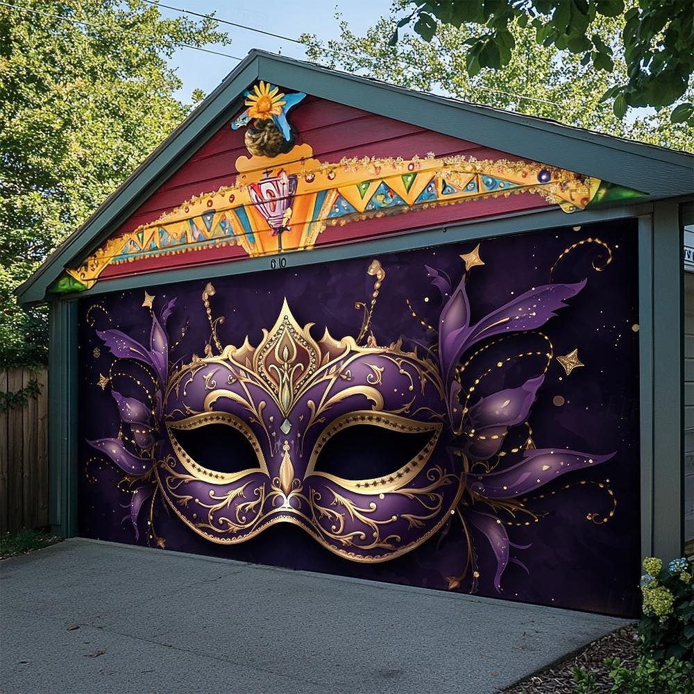Martedì grasso Copertura per porta del garage Grande appeso Maschera Piume Lusso 3D Da serata All'aperto Sfondi di ripresa Porta d'ingresso Stile Carnevale di Venezia Arredamento per la casa del 2026 a $49.99 –P2