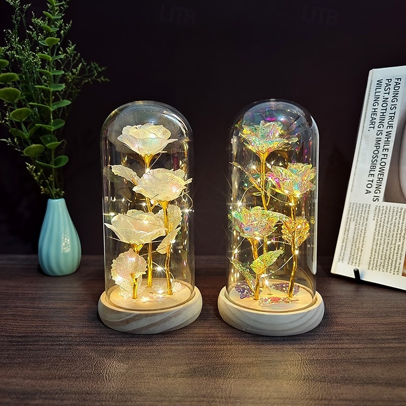 Üveg rózsa örök kristály virág világító rózsák üvegdóm alatt ajándékok nőknek anyának nagymamának feleségnek nővérének 2026 - $17.99 –P6