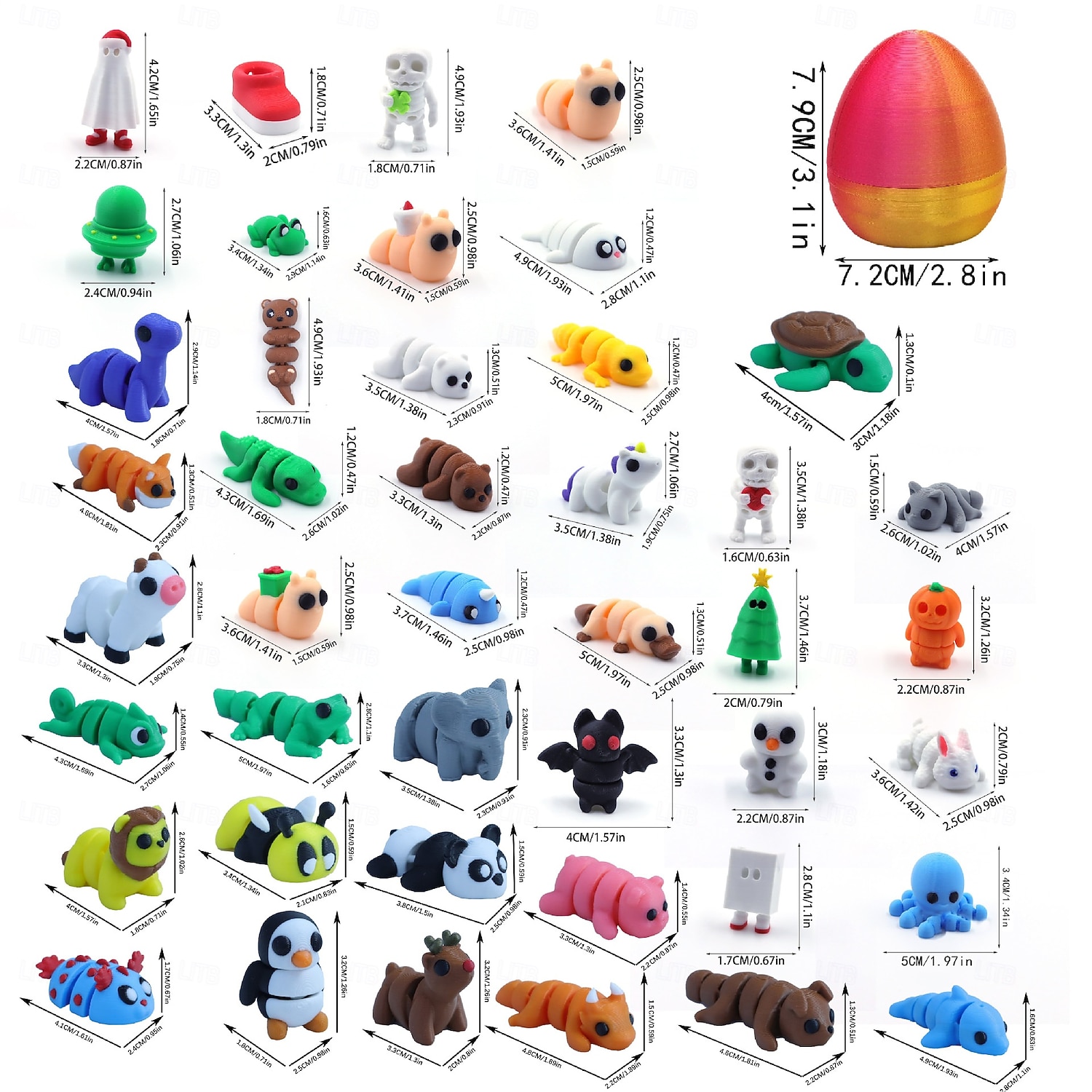 Пасхальное яйцо, напечатанное на 3D-принтере, с 10 случайными миниатюрными животными внутри, подвижные игрушки, наполнители для пасхальных корзин, забавные коллекционные подарки для детей и взрослых, 2026 - $21.99 –P4