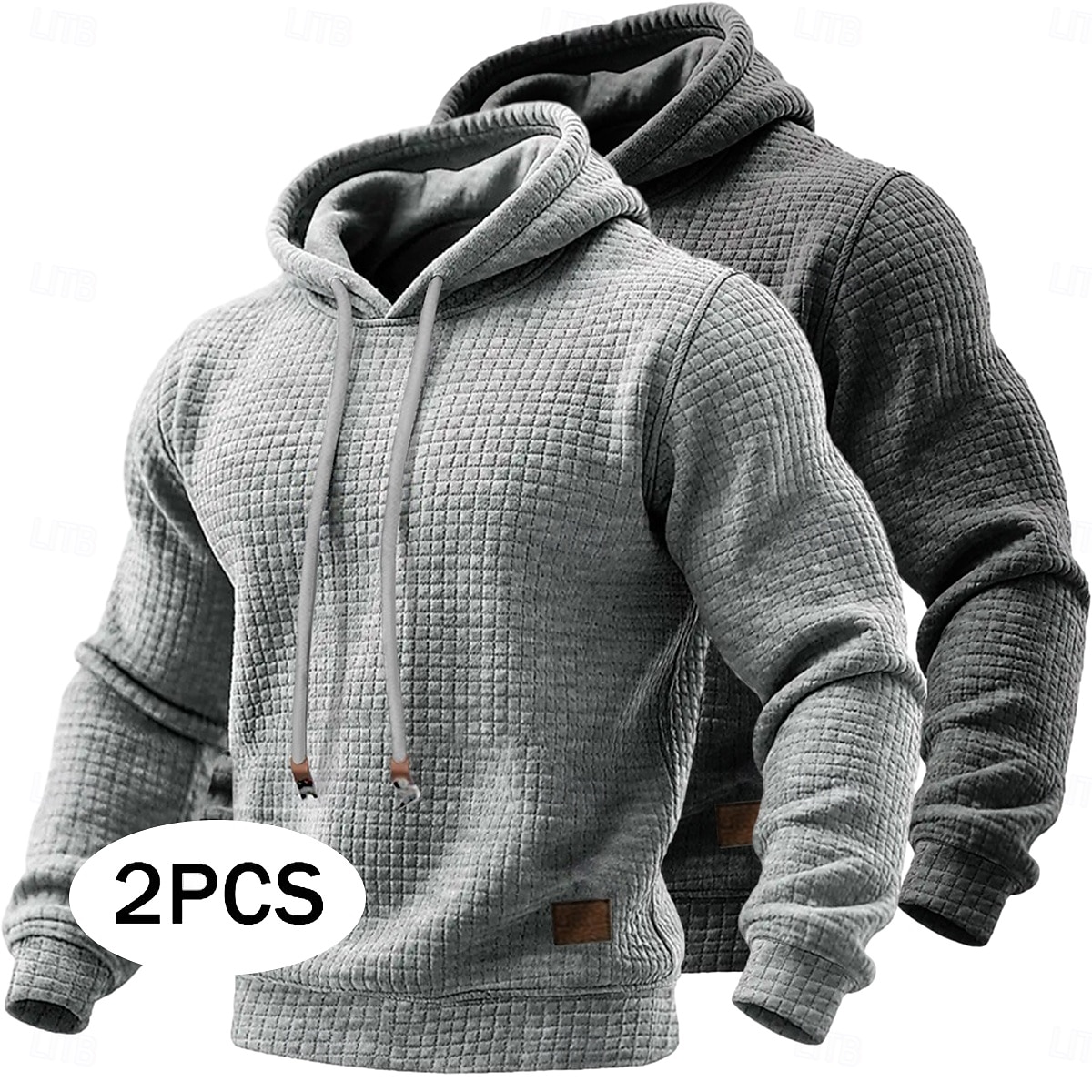 Hombre Sudadera Sudadera con capucha y diseño de gofres Pull-over Blanco+Gris Oscuro Con Capucha Plano Bolsillo canguro Con Texturas Casual Diario Deporte Ropa de calle Fresco Ropa deportiva Otoño 2026 - $34.99 –P1