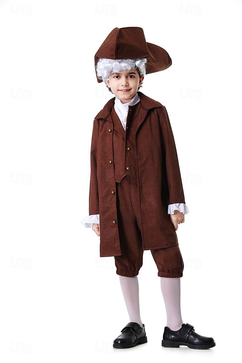 250e jubileum VS Rococo Barok Outfits Lange Mouwen George Washington Koloniaal Onafhankelijkheidsoorlog Kostuum Jongens Carnaval Independence Day 4 juli Kinderen Jas Broeken Kraag 2026 - $46.99 –P5