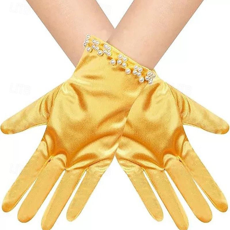 Terilene Até o Pulso Luva Elegante / à moda Com Perola Imitação / Cor Pura Luvas de Festa / Casamento de 2026 por $17.49 –P5