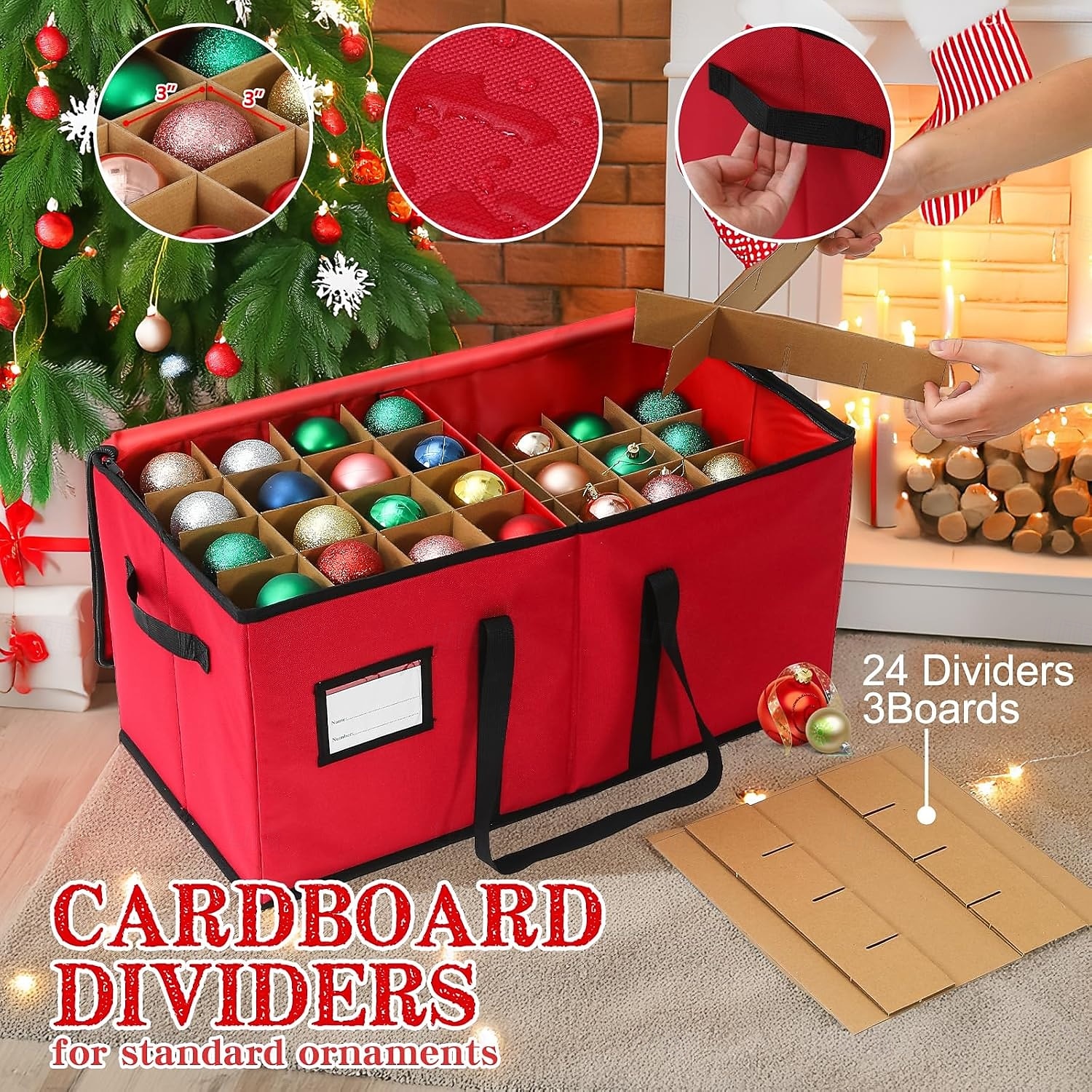 Vánoční dekorace, organizér, držák na ozdoby, úložný box na vesničku, úložný box na ozdobné koule, úložný box na vánoční dekorace 2026 - $38.99 –P2