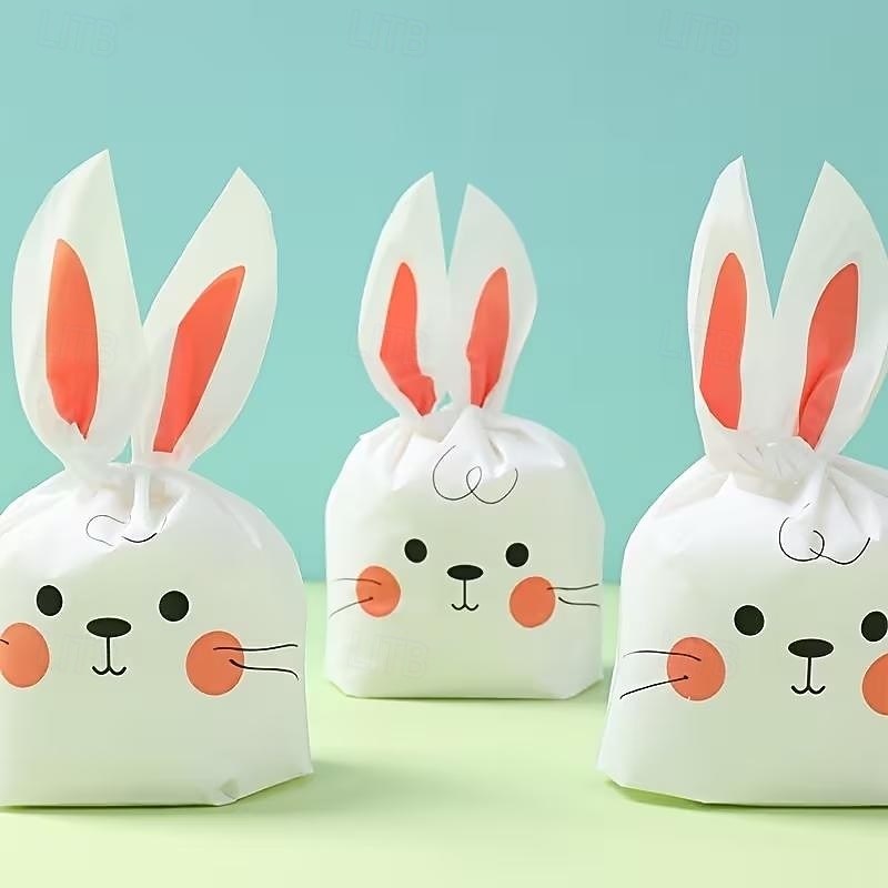 50 שקיות מתנה עם אוזני ארנב פסחא, שקיות ממתקים חמודות עם פני ארנב למסיבת פסחא, מסיבת יום הולדת, מסיבת תינוק, חגיגת חג, אריזות למתנות למסיבה 2026 - $12.99 –P2