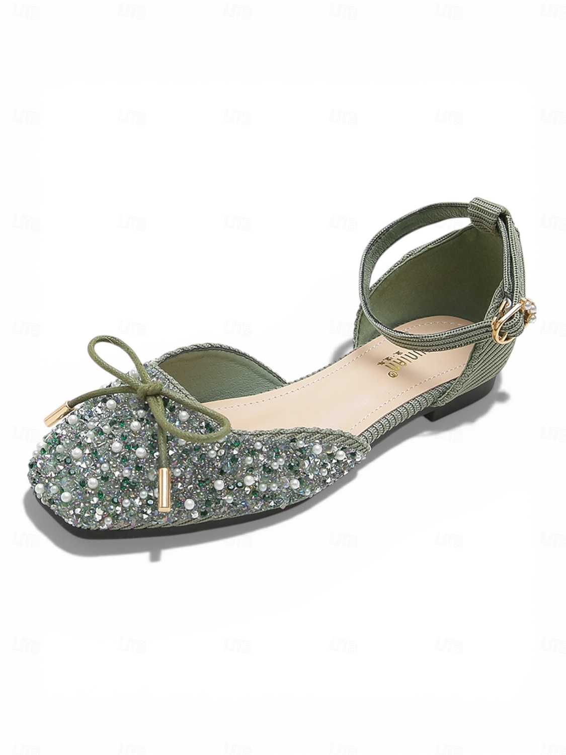 Sapatilhas de ballet femininas verdes com strass - sapatos de festa com laço brilhante no tornozelo para a celebração do Dia de São Patrício e festivais irlandeses. &roupa de festa de 2026 por $42.99 –P1