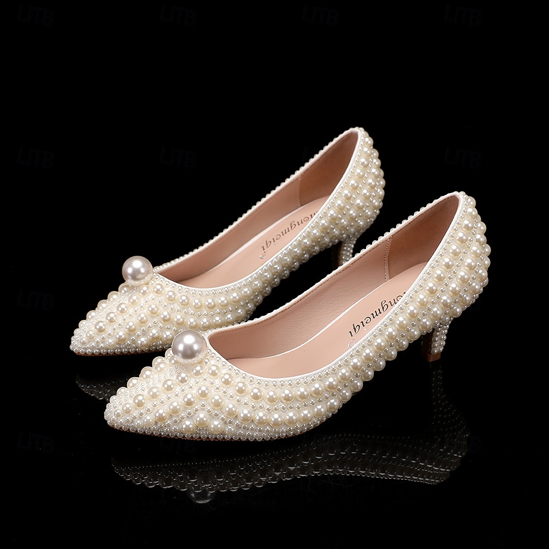 Per donna scarpe da sposa Scarpe bianche Scarpe da sera Matrimonio Feste Floreale Colore a contrasto tacchi da sposa Scarpe da sposa Scarpe da damigella d'onore Perle di imitazione Perline Basso A del 2026 a $79.99 –P1