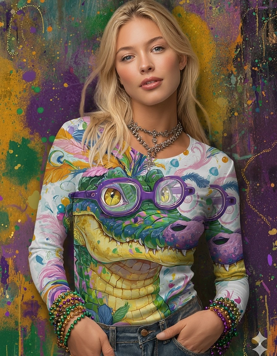 Carnaval Femmes T-shirt Imprimé Graphique ancien Mode Élégant manche longue Col ras du cou Col rond Hauts Réguliers Quotidien Tenue de soirée Week-end Arc-en-ciel Printemps Automne Hiver de 2026 ? $24.99 –P1
