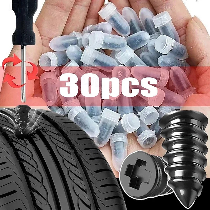 30Pcs Car Motorcycle Vacuum Tyre Repair Nails Truck Scooter Bike Tire Puncture Repair Tubeless Tools Rubber Metal Accessories  (15L&15S) 2026 - $12.99 –P1
